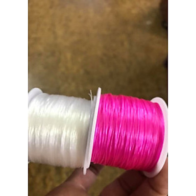 2 CUỘN THUN MÀU TRẮNG HỒNG XỎ VÒNG TAY BẰNG ĐÁ NAM NỮ