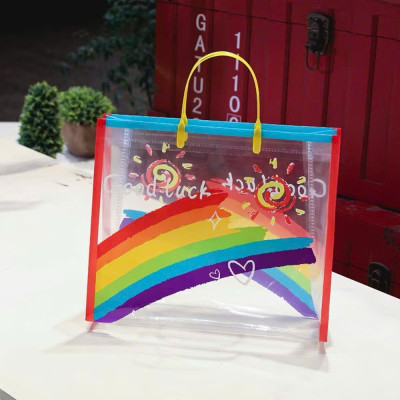 Túi Tote Nhựa PVC Trong Suốt Họa Tiết Cầu Vồng - Thời Trang Hiện Đại - HÀNG CHÍNH HÃNG MINIIN