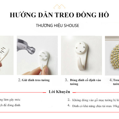Đồng Hồ Treo Tường Kim Trôi Trang Trí DC22 Nghệ Thuật quart cao cấp Shouse hiện đại 3D kích cỡ lớn đẹp treo phòng khách