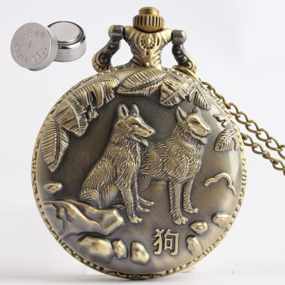 Đồng Hồ Pin Bỏ Túi Cổ Điển Retro Năm Tuổi 12 Con Giáp Tuổi Dân Hổ Tặng Kèm 2 Pin