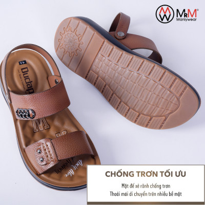 Dép Sandal Nam Da Bò - DC03 Đế Cao Đúc Nguyên Khối, Đường Khâu Chắc Chắn, Đế Massage Mềm Mại Êm Chân