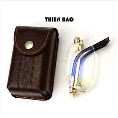 Kính lão thị, viễn thị đọc sách Nam nữ gấp gọn ( Tặng bao da đeo hông) KVT1510 tròng Nhật xẻ cước loại tốt mạ crom bền đẹp