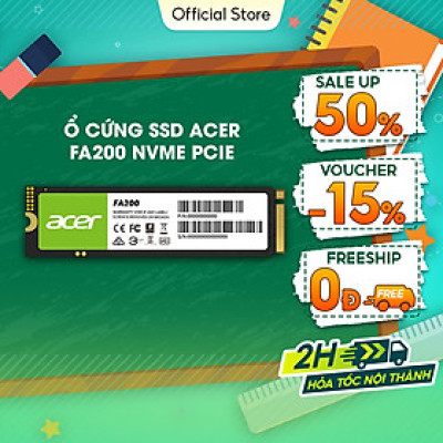 Ổ cứng SSD Acer FA200 M.2 NVMe 2.0 PCIe 4.0; Read speeds up to 7200 MB/s; tương thích Laptop, PC, PS5 - Bảo hành 5 năm Hàng chính hãng