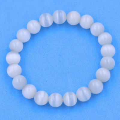 [Mệnh Kim, Thủy] Vòng Tay Đá Mắt Mèo Trắng 8 ly 21 hạt - Hợp mệnh Kim, mệnh Thủy - Vòng Size Nhỏ