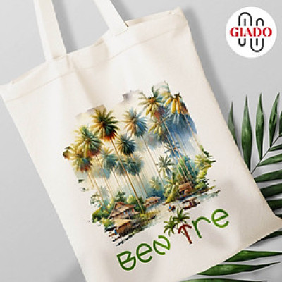 Túi canvas GIADO, túi vải bố, túi tote mẫu Bến Tre hàng dừa