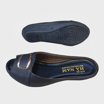 Dép Nữ Quai Ngang Đế Xuồng Da Bò Thật TiTi ĐÔ Cao Cấp DNU2096d