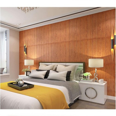 Bộ 5 Tấm Xốp Dán Tường Vân Gỗ Nâu Đỏ Cách Âm, Chống Va Đập, Bền Đẹp, Sang Trọng 