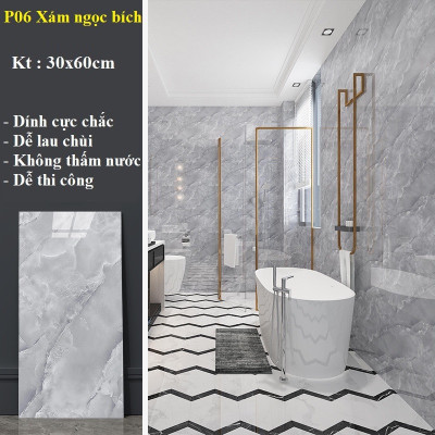 Bộ 5 Tấm Xốp Dán Tường 3D PVC Đá Trắng Ngọc Trai 60x30cm Keo Sẵn Dày 2,5mm Cao Cấp, Sang Trọng 