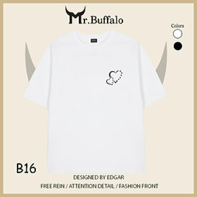 Áo Thun Đôi, Cặp Mr.Buffalo trái tim đôi Tshirt Cotton 100% có bigsize Unisex Local Brand B16
