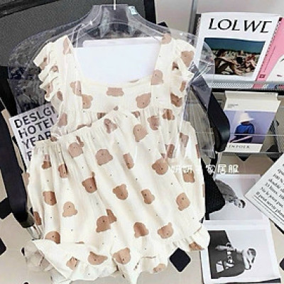 Bộ đồ ngủ 1241 đũi cotton mát nhiều hoạ tiết dễ thương