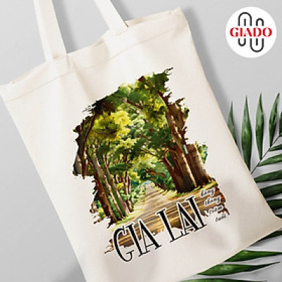 Túi canvas GIADO, túi vải bố, túi tote mẫu Gia Lai rừng thông