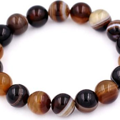 Vòng chuỗi đeo tay Mã Não Nâu Sọc 10 ly - hợp mệnh Kim, mệnh Thổ