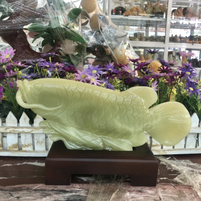 Tượng Cá Rồng phong thủy tài lộc đá ngọc Onyx - Dài 30 cm