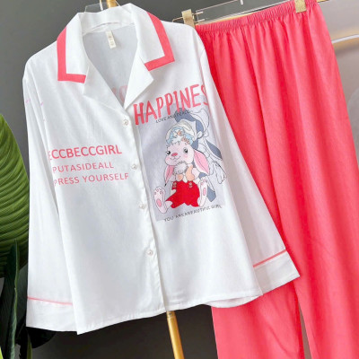 Bộ Đồ Ngủ Tay Dài Quần Dài Quảng Châu Cao Cấp Thỏ Xinh Xắn