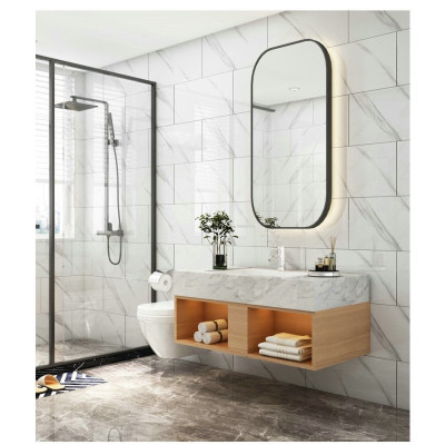 Bộ 20 Tấm Xốp Dán Tường 3D PVC Đá Trắng Sọc 60x30cm Keo Sẵn Dày 2,5mm Cao Cấp, Sang Trọng