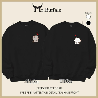 Áo Sweater cặp đôi Mèo mochi T15T16 dễ thương Mr.Buffalo