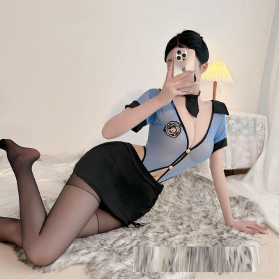 Cosplay Nữ Cảnh Sát Quyến Rũ Bodysuit Set Ngủ Liền Thân Tiếp Viên Ôm Dáng Gợi Cảm ,Cosplay Cảnh Sát Cột Dây C058