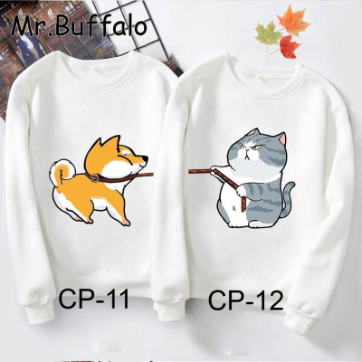 Áo cặp, đôi sweater Chó mèo siêu cute Mr.Buffalo