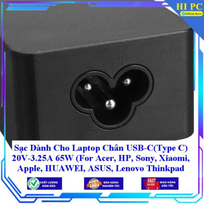 Sạc Dành Cho Laptop Chân USB-C(Type C) 20V-3.25A 65W ( For Acer HP Sony Xiaomi Apple HUAWEI ASUS Lenovo Thinkpad ) - Kèm Dây nguồn - Hàng Nhập Khẩu
