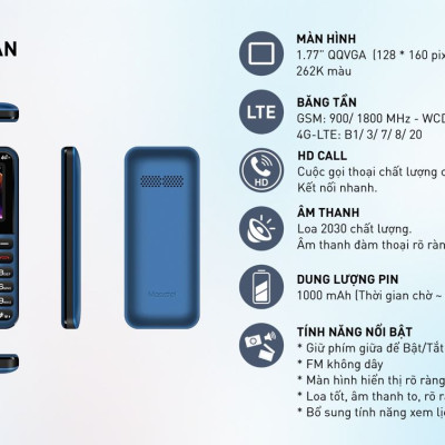 Điện thoại Masstel Izi S1 4G (LTE) Gọi HD Call - Hàng chính hãng
