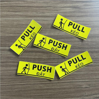 Tem Dán Cửa Kính Mở Cửa Kéo và Đẩy | Pull & Push - 02 Tem Decal Nhựa Cảnh Báo Dán Cửa Ra Vào, Dễ Dàng Sử Dụng. TakyHome 5001