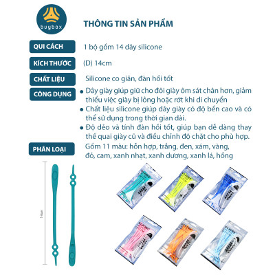 Bộ dây giày Silicone, độ bền cao, tiết kiệm thời gian thắt dây giày, màu sắc đa dạng, thời thượng - Buybox - BBPK351