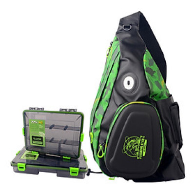 Single Shoulder Bag Fishing Tackle Bag Outdoor Shoulder Storage Bag Fishing Gear Bag with 2 Bait Boxes LED Warning Light