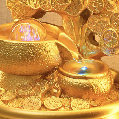 Thác Nước Phong Thủy Cây Vàng Ngọc Châu Tài Lộc Decord Trang Trí_ Hàng Chính Hãng