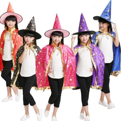 Set áo choàng phù thủy kèm mũ hóa trang Halloween áo 120cm 