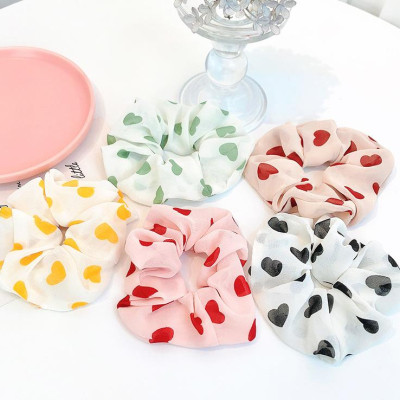 Dây buộc tóc Scrunchies vải mềm Vintage hình tim trẻ trung HD61