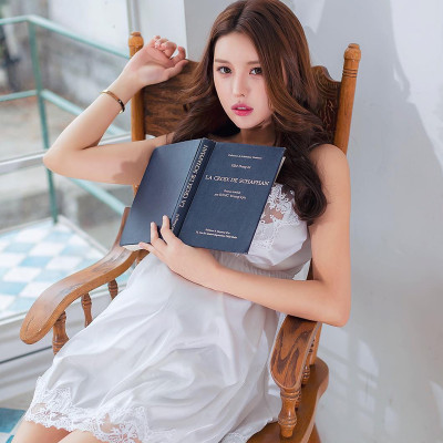 Váy ngủ hai dây sexy Q103 - Đầm ngủ công chúa hai dây phối ren gợi cảm