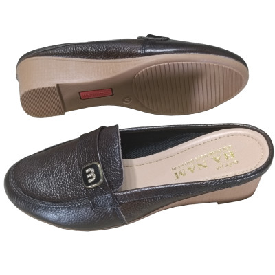 Sục Nữ Đế Xuồng HA NAM Da Bò Thật Đế Cao Su 5cm DNU2185