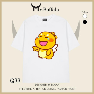 Áo đôi, cặp tay lỡ unisex Qoobee dễ thương Mr.Buffalo Q32Q33