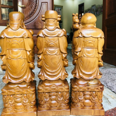 Tượng phật tam đa phúc lộc thọ gỗ bách xanh thơm nức kt cao 40