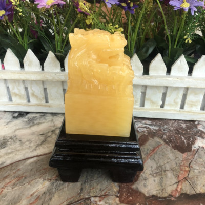 Ấn Rồng phong thủy đá ngọc hoàng long - Cao 10 cm và 12 cm