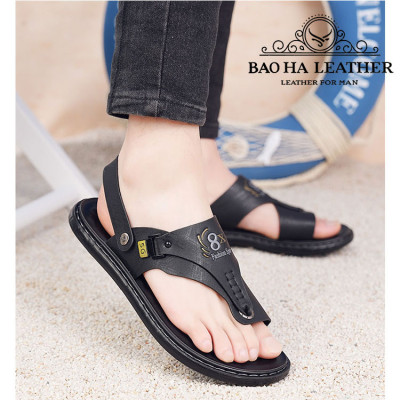 Dép nam xỏ ngón da thật BHD3008 Dép quai hậu nam