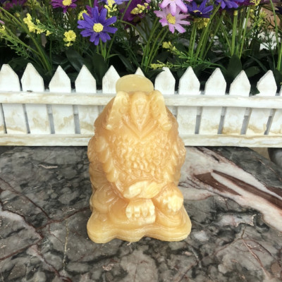 Tượng Cóc Ba Chân, Cóc Ngậm Tiền, Thiềm Thừ phong thủy chiêu tài lộc đá ngọc hoàng long - Dài 10 cm