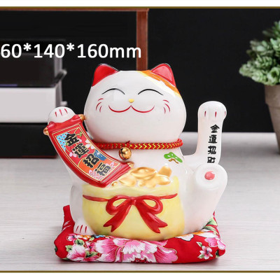 Mèo Thần Tài Maneki Neko Vẫy Tay Chiêu Tài Lộc Bằng Gốm Sứ Tặng Kèm Túi Lót PaKaSa - Hàng Chính Hãng 
