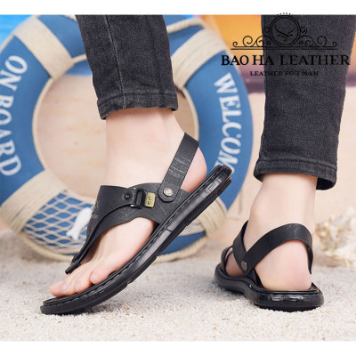 Dép nam xỏ ngón da thật BHD3008 Dép quai hậu nam