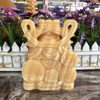 Tượng ông Thần Tài kim tiền, thần phát, thần tiền cầm thỏi vàng phong thủy đá ngọc hoàng long đặt bàn thờ thần tài thổ địa