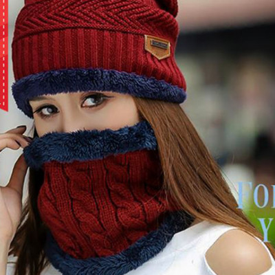 Mũ Len Kèm Khăn Chui Đầu (Freesize)