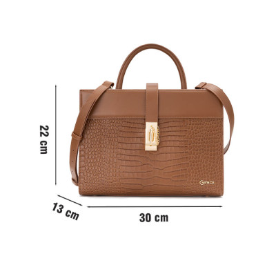 Túi Xách Tay Nữ Công Sở Túi Đeo Chéo Thời Trang GENCE TX19 Da Bò Cao Cấp Màu Lion