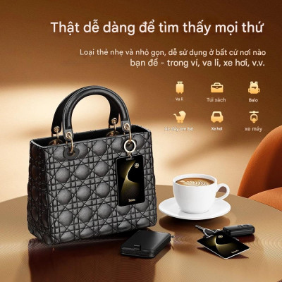 Thiết bị định vị Hoco E92 tích hợp pin, có thể sạc lại bằng sạc không dây, chống nước IP68, dạng thẻ siêu mỏng, định vị toàn cầu chống thất lạc - Hàng chính hãng