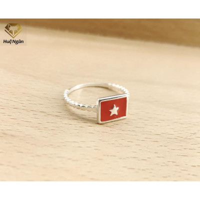 Nhẫn bạc Ý 925 Huệ Ngân - Quốc kỳ VIỆT NAM NMK01