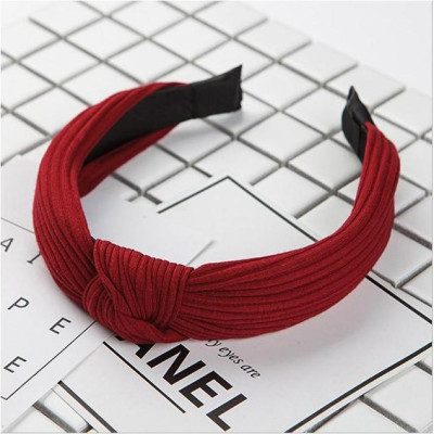 Bờm cài tóc turban nữ BN28A bản to màu đỏ đô