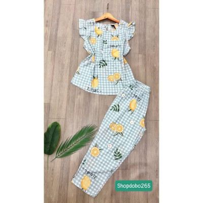 Đồ bộ nữ,đồ ngủ mặc nhà lửng 9 tấc tay cánh tiên vải lanh BL 52 họa tiết dễ thương size 51-70kg.