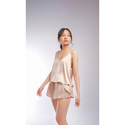  Bộ đồ ngủ dây ngắn Pink Stull không ren nude