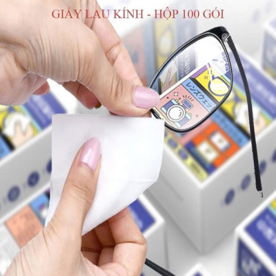 Khăn Lau Kính Nano Hộp 100 Miếng Giấy Lau Kính Chống Bám Hơi Nước, Lau Sạch Vân Tay Bụi Bẩn - Chính hãng