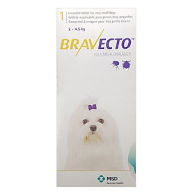 Thuốc Hỗ Trợ Điều Trị Rận Tai Ve Ghẻ Bọ Chét Chấy Chó MSD Bravecto24 (2 - 4 kg)