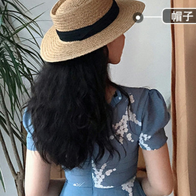 Nón đi biển mũ cói vành phẳng cao bồi chống nắng UV thoáng mát dona22051901